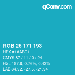 Código de color: RGB 26 171 193 | qconv.com