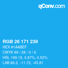カラーコード: RGB 26 171 239 | qconv.com