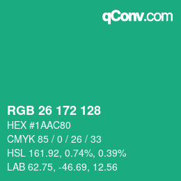 カラーコード: RGB 26 172 128 | qconv.com