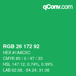 カラーコード: RGB 26 172 92 | qconv.com