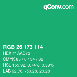 カラーコード: RGB 26 173 114 | qconv.com