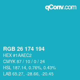 Farbcode: RGB 26 174 194 | qconv.com