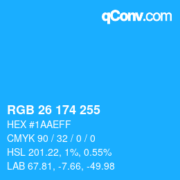 Color code: RGB 26 174 255 | qconv.com