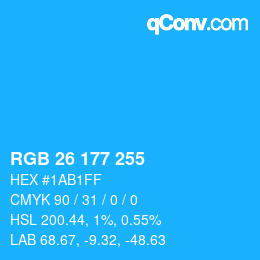Color code: RGB 26 177 255 | qconv.com