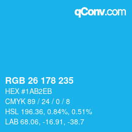 Color code: RGB 26 178 235 | qconv.com