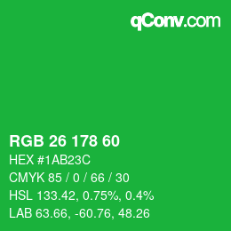 カラーコード: RGB 26 178 60 | qconv.com