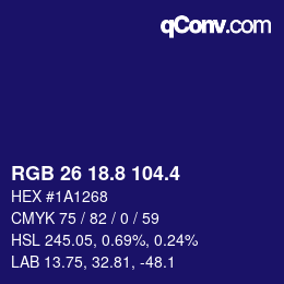 カラーコード: RGB 26 18.8 104.4 | qconv.com