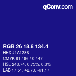 カラーコード: RGB 26 18.8 134.4 | qconv.com