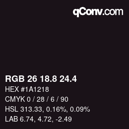 カラーコード: RGB 26 18.8 24.4 | qconv.com
