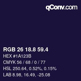 カラーコード: RGB 26 18.8 59.4 | qconv.com
