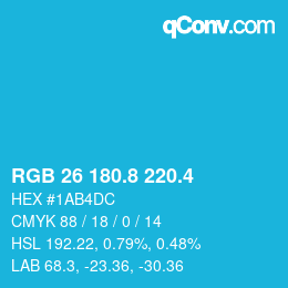 カラーコード: RGB 26 180.8 220.4 | qconv.com