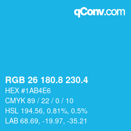 カラーコード: RGB 26 180.8 230.4 | qconv.com