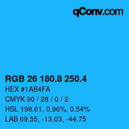 カラーコード: RGB 26 180.8 250.4 | qconv.com