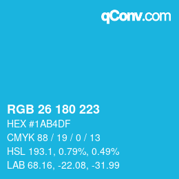 Color code: RGB 26 180 223 | qconv.com