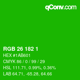 Color code: RGB 26 182 1 | qconv.com