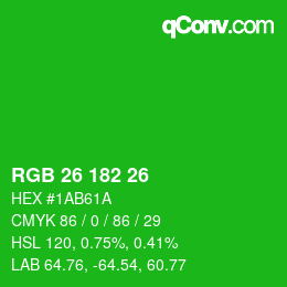 Color code: RGB 26 182 26 | qconv.com