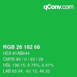 Color code: RGB 26 182 68 | qconv.com