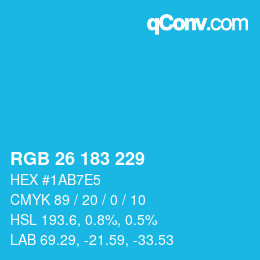 Color code: RGB 26 183 229 | qconv.com