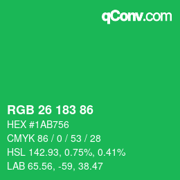 Color code: RGB 26 183 86 | qconv.com