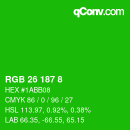 カラーコード: RGB 26 187 8 | qconv.com