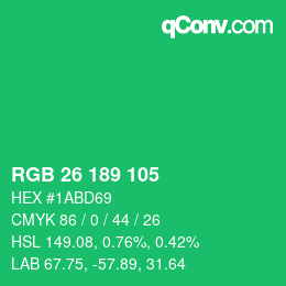 カラーコード: RGB 26 189 105 | qconv.com