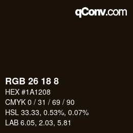 Color code: RGB 26 18 8 | qconv.com