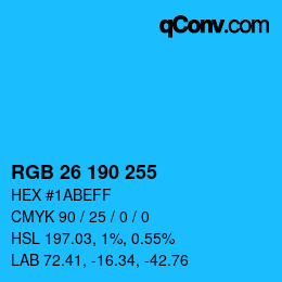 Color code: RGB 26 190 255 | qconv.com