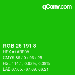 颜色代码: RGB 26 191 8 | qconv.com