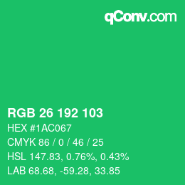 Color code: RGB 26 192 103 | qconv.com