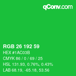 カラーコード: RGB 26 192 59 | qconv.com