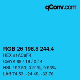カラーコード: RGB 26 198.8 244.4 | qconv.com