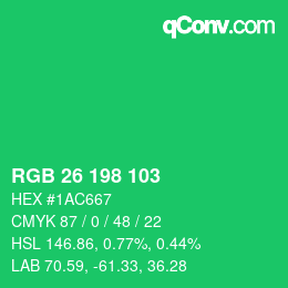 Color code: RGB 26 198 103 | qconv.com