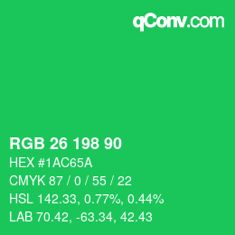 Color code: RGB 26 198 90 | qconv.com