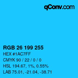 Color code: RGB 26 199 255 | qconv.com