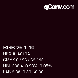 Color code: RGB 26 1 10 | qconv.com