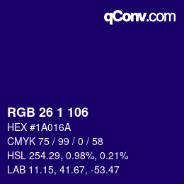 Color code: RGB 26 1 106 | qconv.com