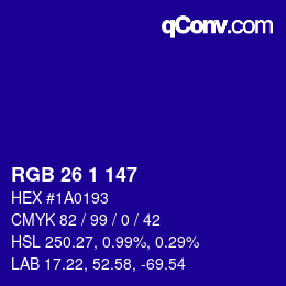 Color code: RGB 26 1 147 | qconv.com