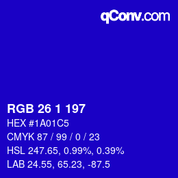 Color code: RGB 26 1 197 | qconv.com