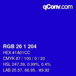 カラーコード: RGB 26 1 204 | qconv.com