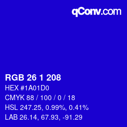 カラーコード: RGB 26 1 208 | qconv.com