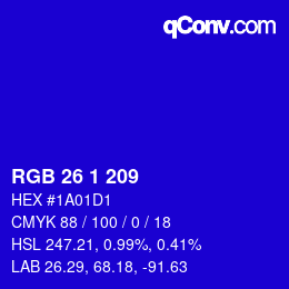 カラーコード: RGB 26 1 209 | qconv.com