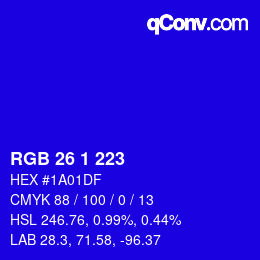 Color code: RGB 26 1 223 | qconv.com