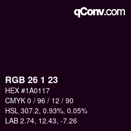 Color code: RGB 26 1 23 | qconv.com