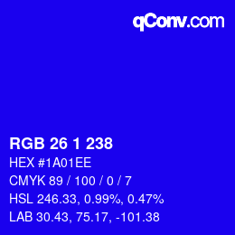 Color code: RGB 26 1 238 | qconv.com