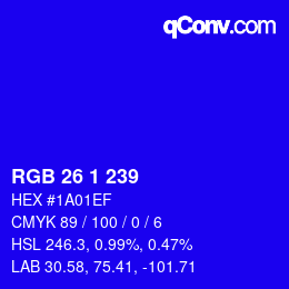 Color code: RGB 26 1 239 | qconv.com