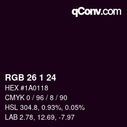 Color code: RGB 26 1 24 | qconv.com