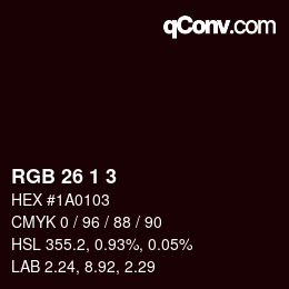 Color code: RGB 26 1 3 | qconv.com