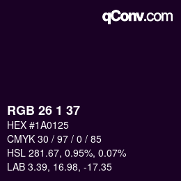 Color code: RGB 26 1 37 | qconv.com