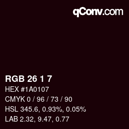 Color code: RGB 26 1 7 | qconv.com