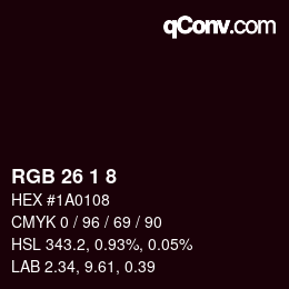 Color code: RGB 26 1 8 | qconv.com
